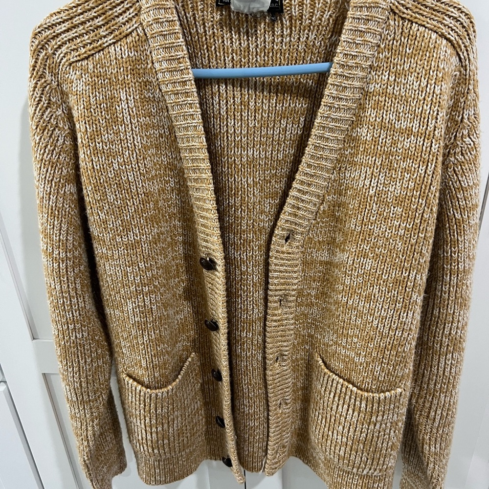 Button-Up Cardigan in tan and white